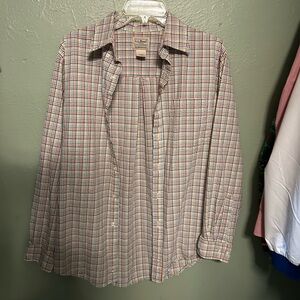 L.L. Bean Men's Red and Green Plaid Button Down Shirt